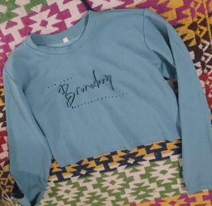 Light Blue Cropped Sweatshirt