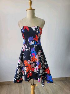 Strapless Floral High-Low Dress