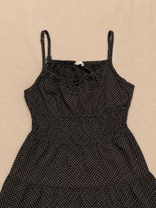 SIM &amp; SAM Black Polka Dot Tiered Mini Dress with A
