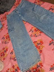 Light Wash Denim Cargo Jeans