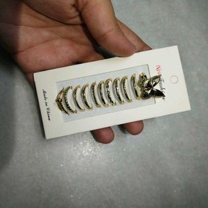 Set of 10 Gold Hoop Earrings with Butterfly