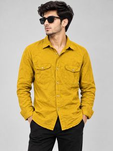 Mustard Yellow Long Sleeve Button-Up Shirt