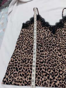 Leopard Print Cami Top with Lace Trim