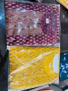 Yellow Cotton Mix Suit Set with Dupatta