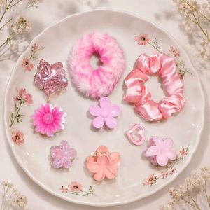 Cute Pink Hair Claw Clips & Scrunchies Set