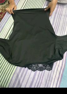 Black Lace Trim Deep V-Neck Top