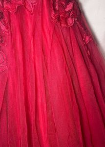 Red Floral Embroidered Gown