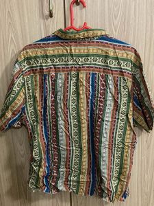 Vibrant Geometric Print Button-Up Shirt