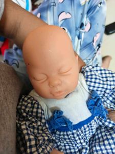 Cute Baby Doll with Blue Gingham Outfit
