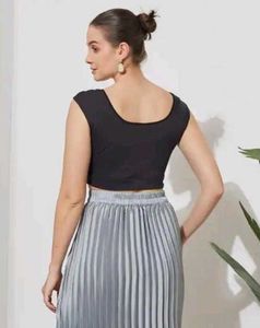 Shein Tie-Up Sleeve Detail Cut-Out Lace Trim Crop
