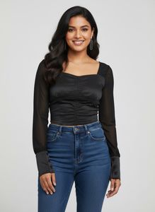 Black Sheer Sleeve Top