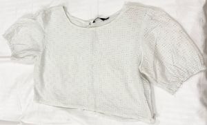White Schiffli Crop Top