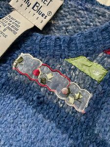 Pintresty 🌸Blue Patchwork Knit Cardigan