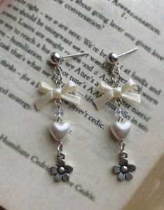 Kawaii Bow Heart Flower  Earrings