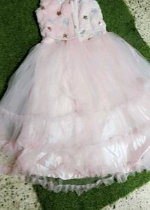 Pink Starry Dress with Fur Coat