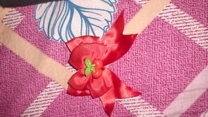 Red Satin Bow Hair Clip