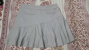 Gray Pleated Mini Skirt