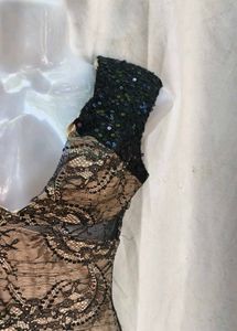 Sequin Lace One-Sleeve Mini Dress