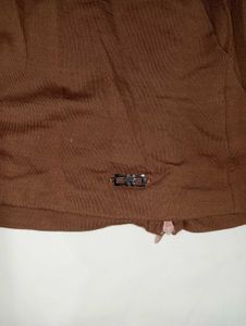 Brown Wrap Long Sleeve Top