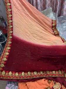 Elegant Peach Kurta Set with Sharara