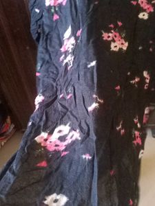 Black Floral Print Kurta for women