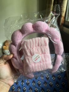 Pink Headband and Wristband Set