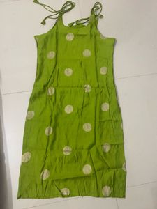 Green &amp; Gold Polka Dot Kurta