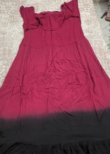 Maroon &amp; Black Tie-Dye Maxi Dress