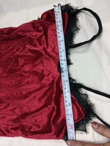 Silky Red32,34🆕🎁 Camisole with Black Lace