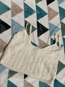 ARDENE Cream Knit Cropped Tank Top