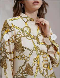 Gold Chain Print Button-Up Shirt