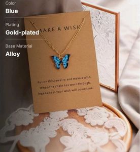 Blue Butterfly Pendant Necklace