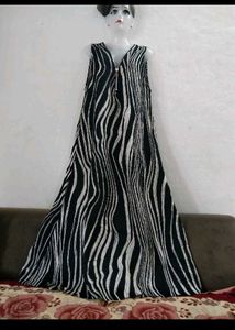 Stylish Black &amp; White Striped Maxi Dress