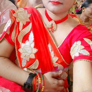 Beautiful Saree Two Colour Orange Nd Pink