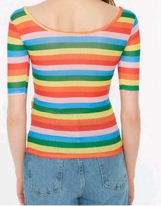 Rainbow Striped Ribbed Top