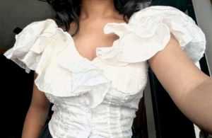 Sheer butter 🧈 yellow Ruffle Corset Top