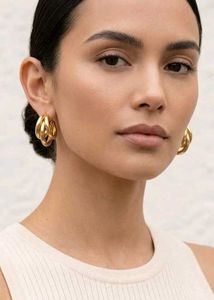 Chic Gold Plated Triple Hoop Earrings