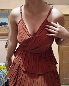 Chic Rusty Orange Tiered Dress