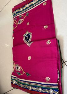 Embroidered Pink Saree