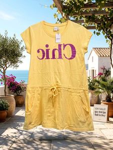 Tie Up Cotton Chic Printed Fit And Flayer Dress