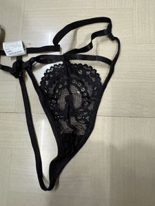 unused Lace Bra &amp; Thong Set with Chain Detail
