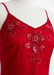 Elegant Red Embellished Maxi Dress