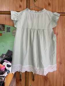 Light Green Lace Trim Top