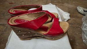 Chic Red Wedge Sandals