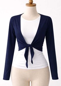 Navy Tie- Long Sleeve Shrug