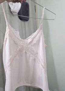 h&amp;m lace trimmed ponte-di-roma strappy top