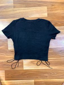 y2k Black Lace-Up Crop Top🖤