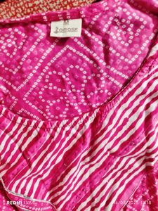 Pink Bandhani Print Anarkali Dress