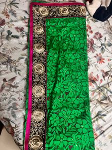 Brand new Beautiful Green Embroidered Saree