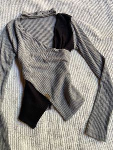 Unique Asymmetrical Ribbed Knit Top